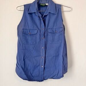 Vintage American Eagle Outfitters Blue Button Down Sleeveless Shirt